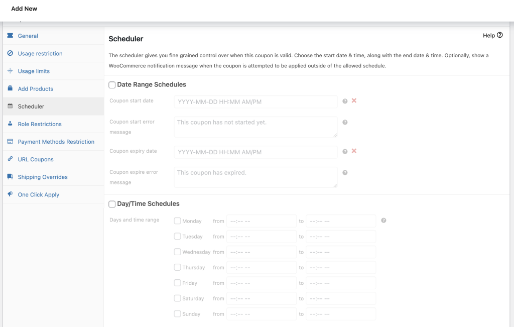 Advanced Coupons' scheduler feature 